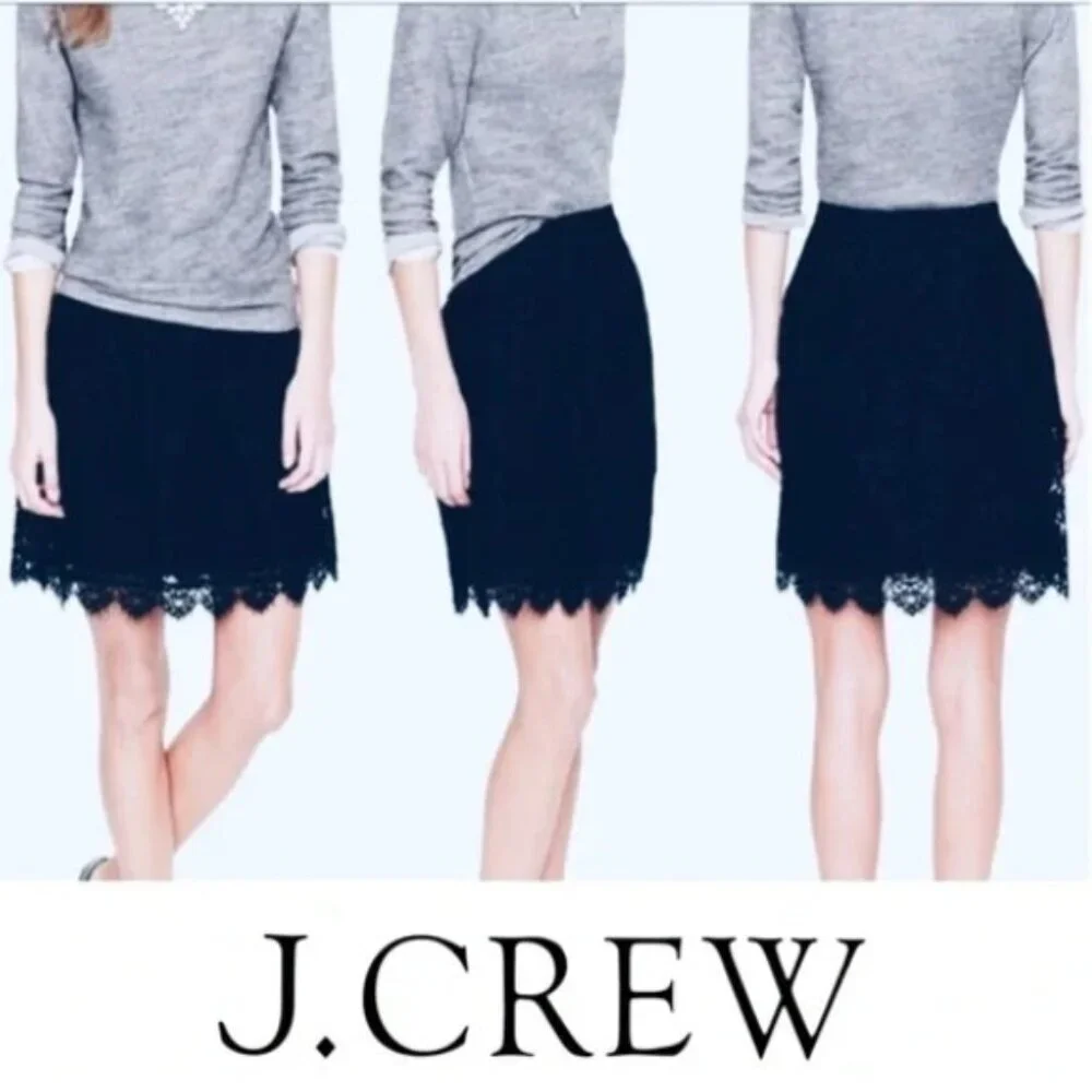 J Crew Womens Size 0 Lace Overlay Eyelash Above the Knee Skirt in Blue $148 1544